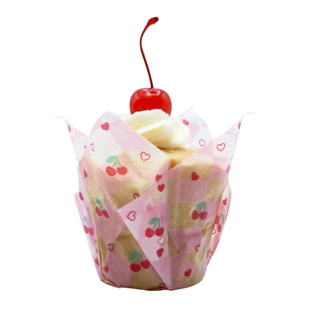 PME Cherry Checkerboard Vintage Tulip Muffin Cases x 24
