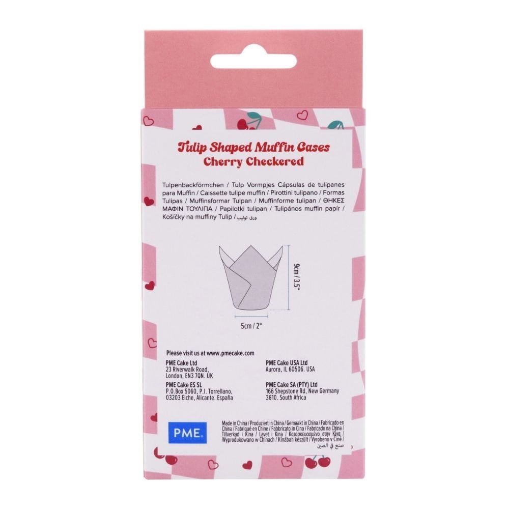 PME Cherry Checkerboard Vintage Tulip Muffin Cases x 24