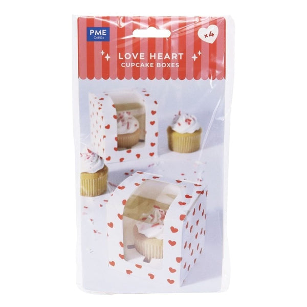 PME Love Hearts Valentines Cupcake Box x 4