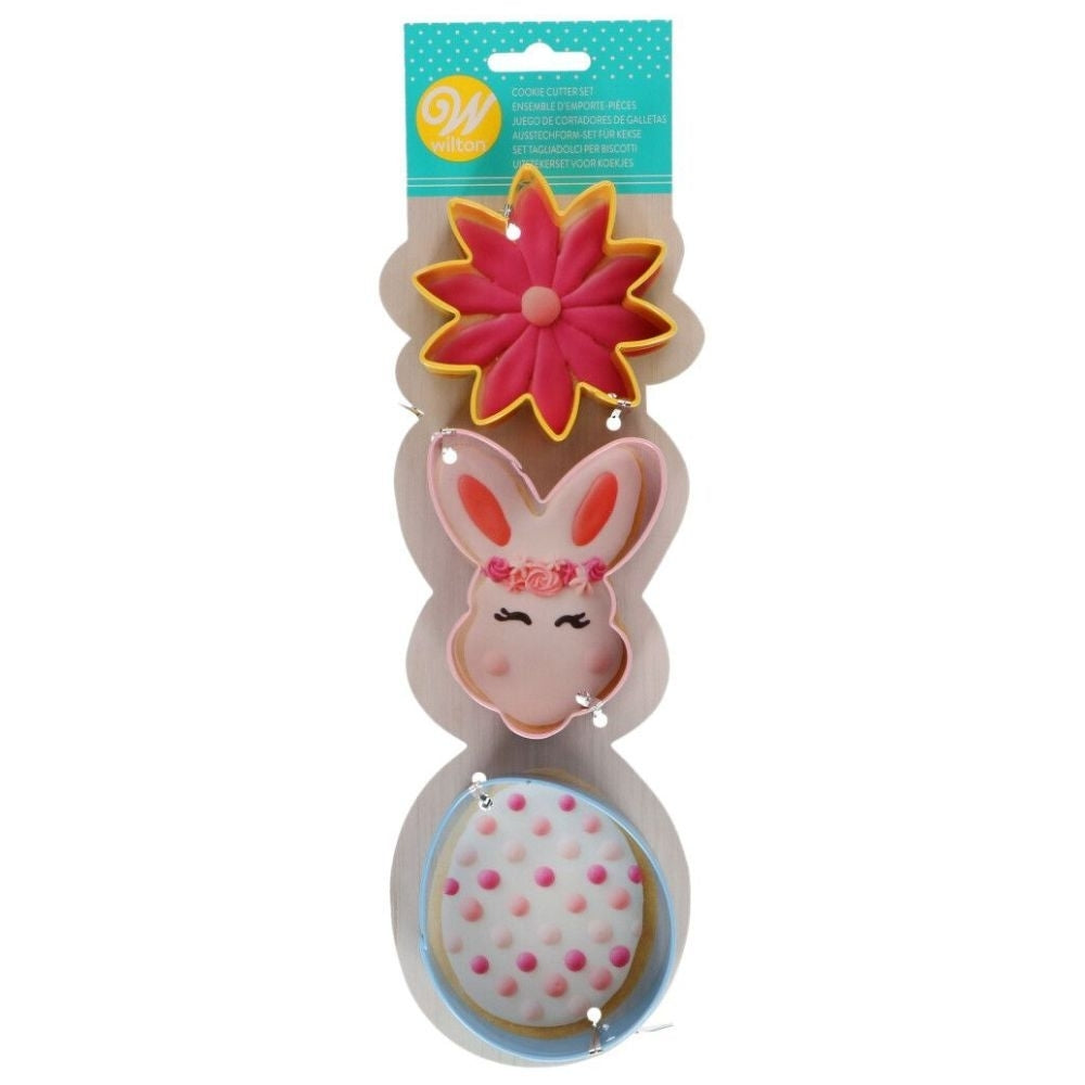 Wilton Flower, Bunny Head, Egg Cookie Cutter Set Of 3