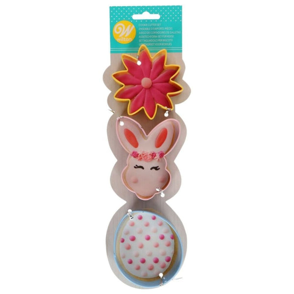 Wilton Flower, Bunny Head, Egg Cookie Cutter Set Of 3