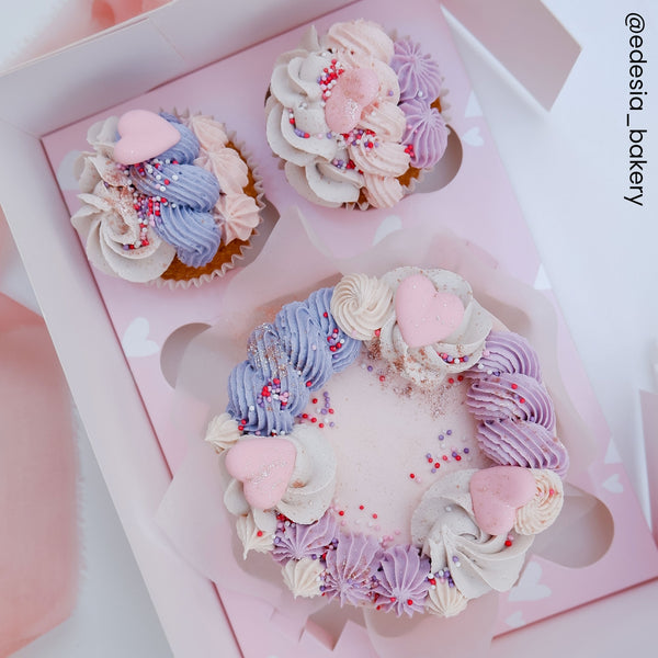 Simply Making Pink With White Hearts Satin Cupcake Box With Window