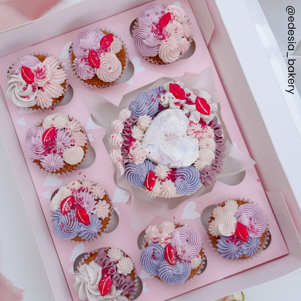 Simply Making Pink With White Hearts Satin Cupcake Box With Window