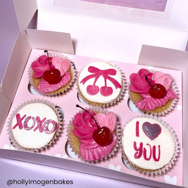 Simply Making Pink With White Hearts Satin Cupcake Box With Window