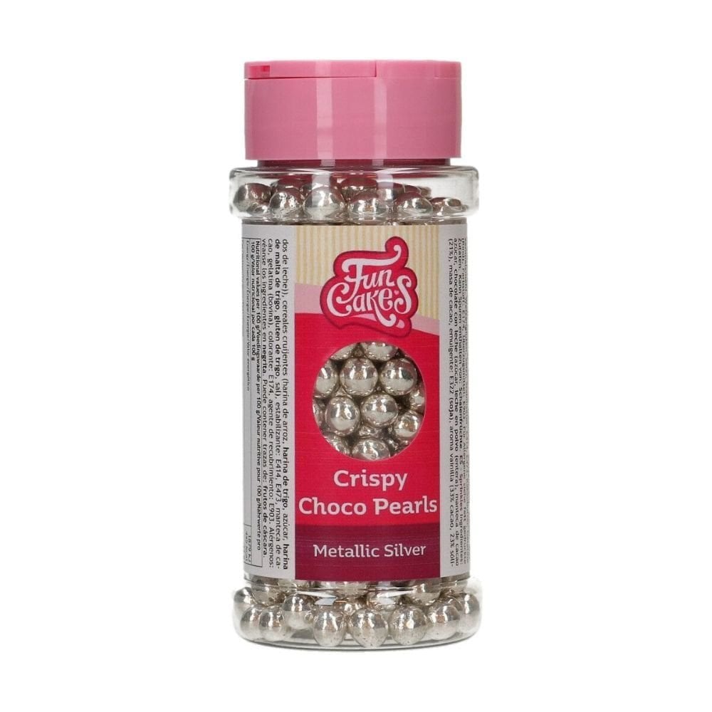FunCakes Metallic Silver Crispy Choco Pearls 60g