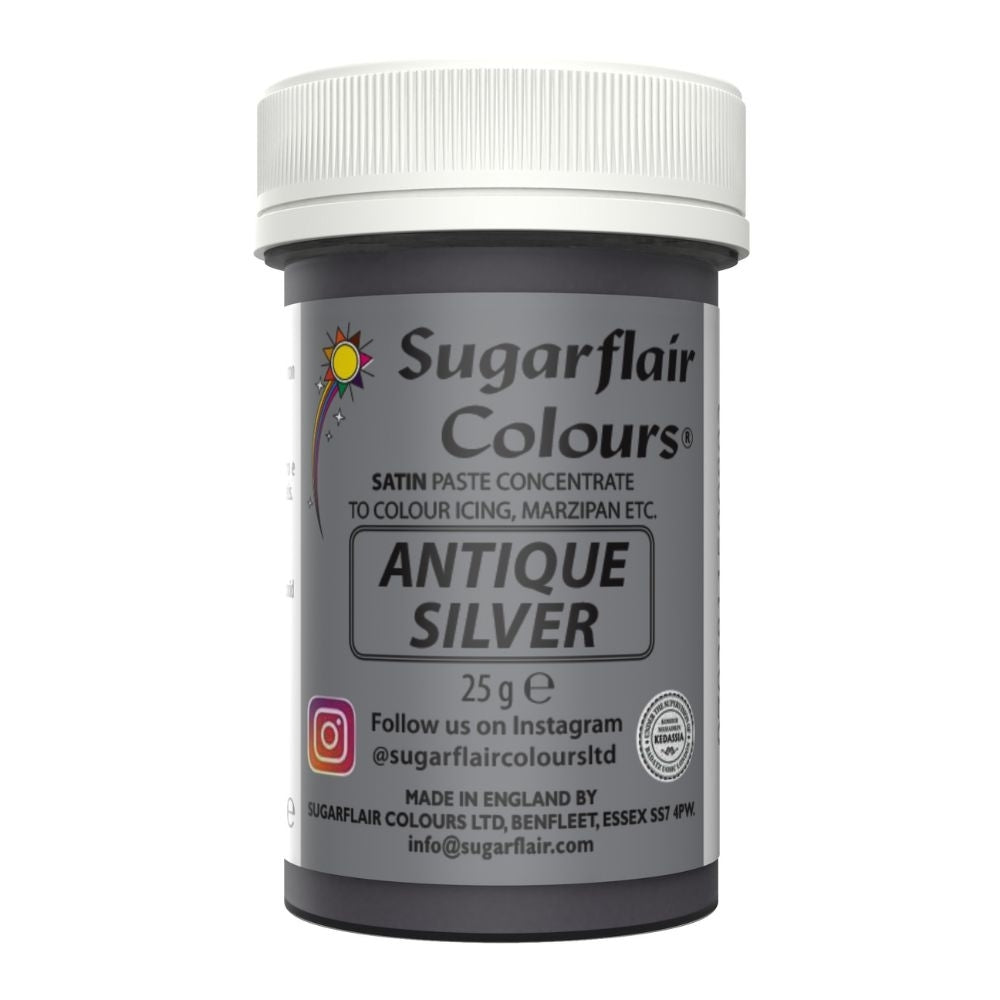Sugarflair Antique Silver Satin Paste Food Colour 25g