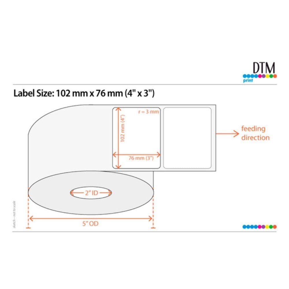 DTM Print Roll Of 675 4 x 3 Inch Labels (For LX500ec Colour Label Printer)