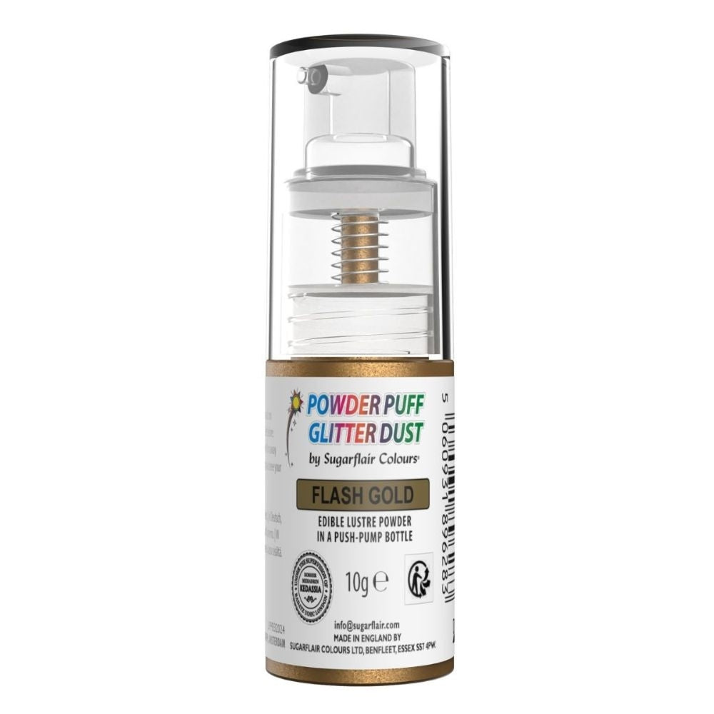 Sugarflair Powder Puff Glitter Dust Spray 10g - Flash Gold