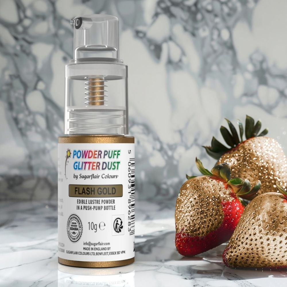 Sugarflair Powder Puff Glitter Dust Spray 10g - Flash Gold
