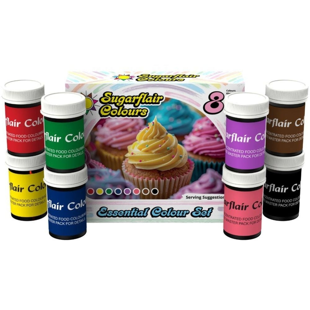 Sugarflair Mixed Colour Essential Paste Set Of 8 x 25g
