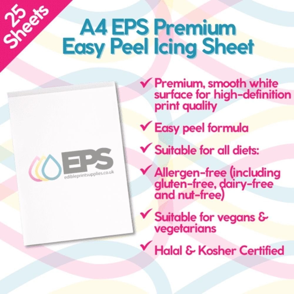 Edible Print Supplies Limited A4 Premium Easy Peel Edible Icing Sheets