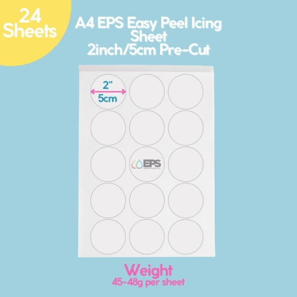 Edible Print Supplies Limited 2" Easy Peel Pre-Cut Round Edible Icing Sheets