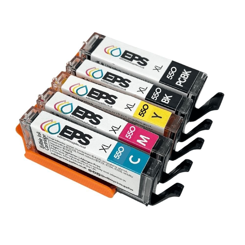 Edible Print Supplies Limited Pre-Filled Edible Ink Cartridges (Set Of 5) For Canon iX6850 / ip7250 Printers