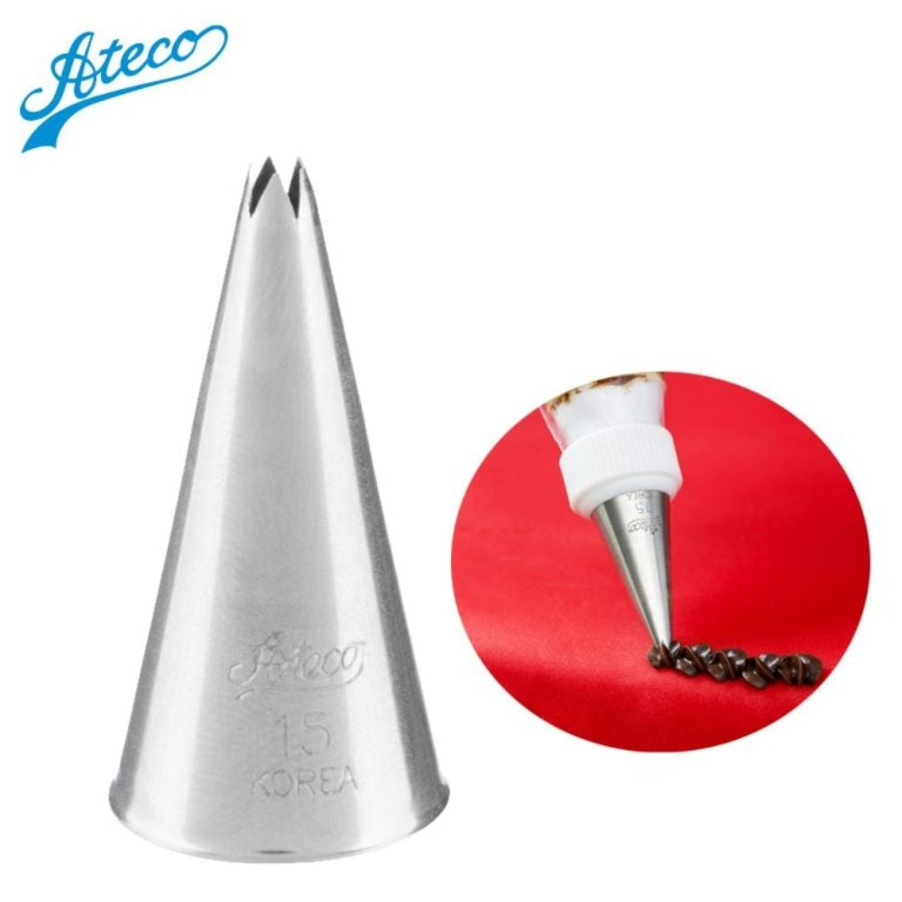 Ateco No.15 Small 5 Point Open Star Metal Piping Nozzle