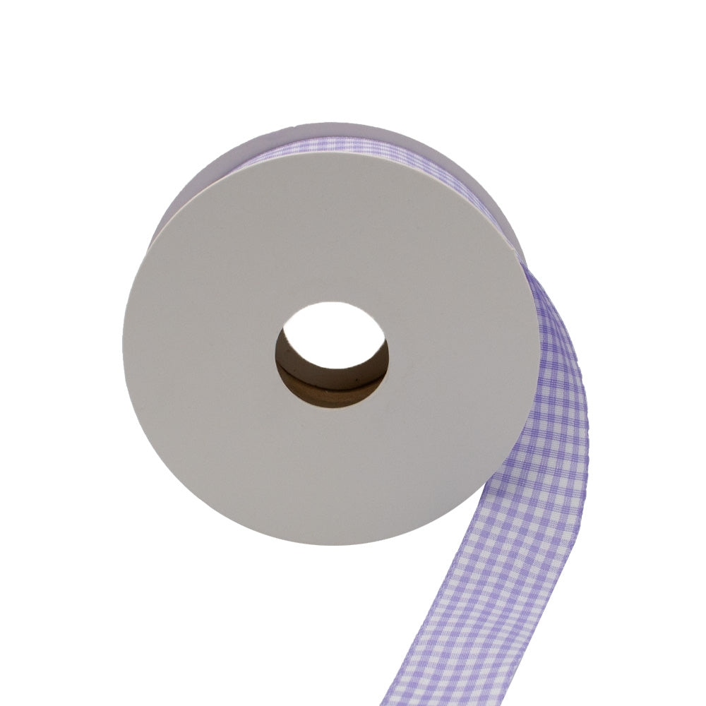 Colour Ribbons Lilac Gingham Ribbon (25 Metre Reel)
