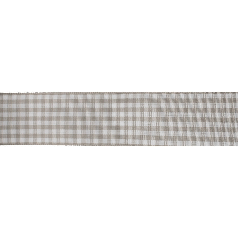 Colour Ribbons Beige Gingham Ribbon (25 Metre Reel)