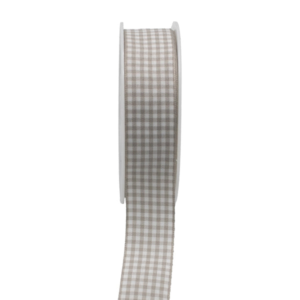 Colour Ribbons Beige Gingham Ribbon (25 Metre Reel)