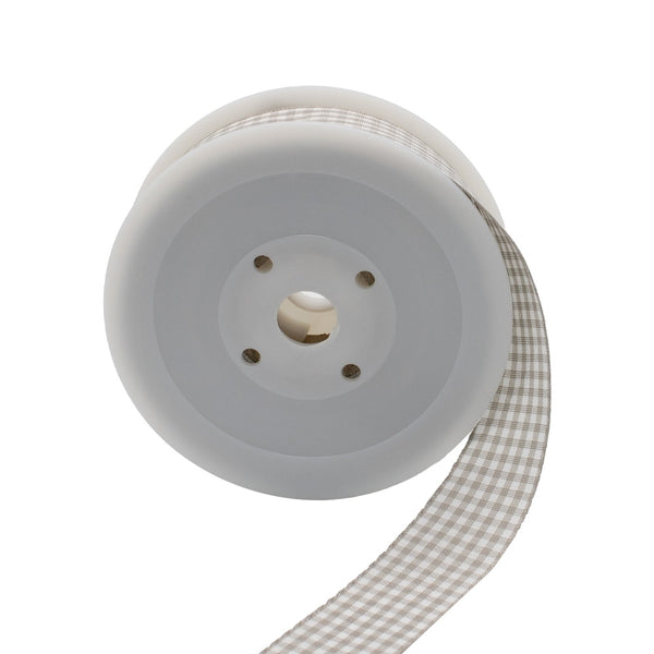 Colour Ribbons Beige Gingham Ribbon (25 Metre Reel)