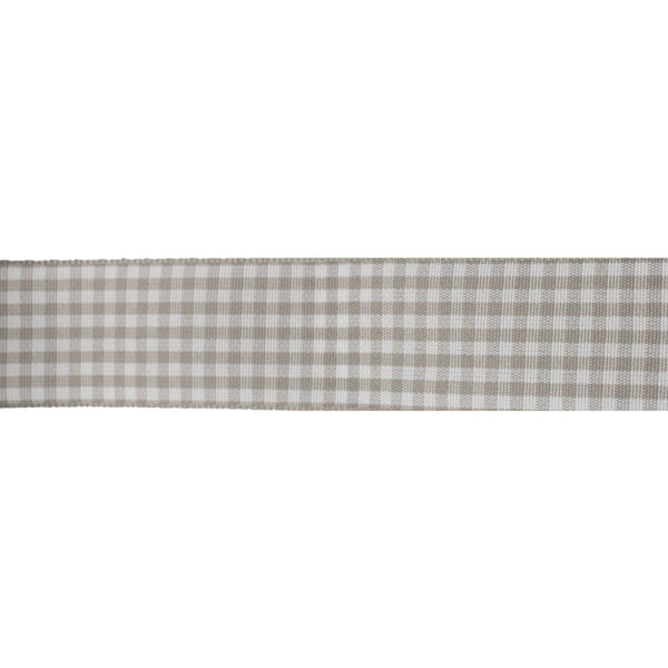 Colour Ribbons Beige Gingham Ribbon (25 Metre Reel)