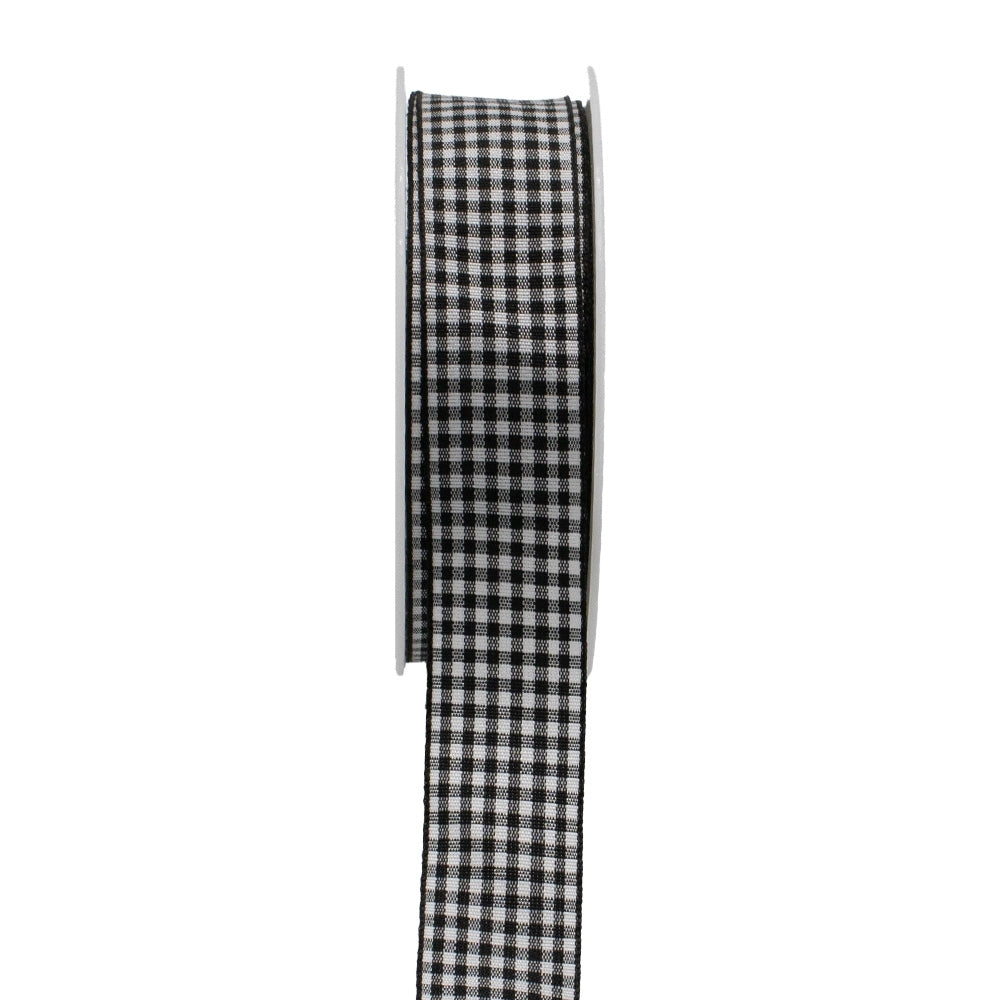 Colour Ribbons Black Gingham Ribbon (25 Metre Reel)