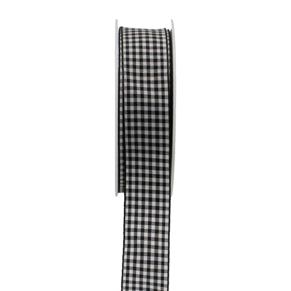 Colour Ribbons Black Gingham Ribbon (25 Metre Reel)