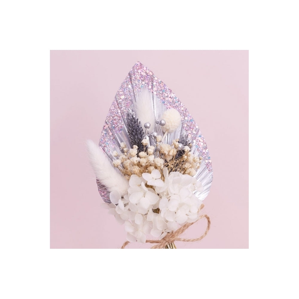 The Baked Studio Silver, White & Glitter Palm Spear Bouquet