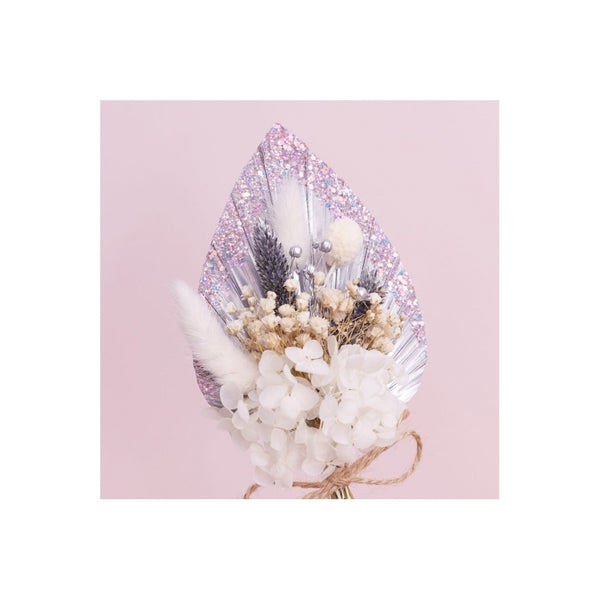 The Baked Studio Silver, White & Glitter Palm Spear Bouquet