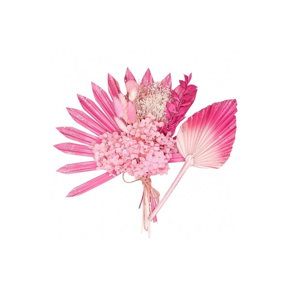 The Baked Studio Hot Pink Glitter Sun Palm & Palm Spear Bouquet