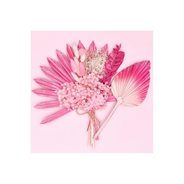 The Baked Studio Hot Pink Glitter Sun Palm & Palm Spear Bouquet
