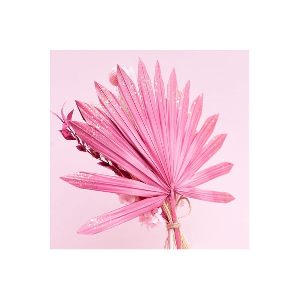 The Baked Studio Hot Pink Glitter Sun Palm & Palm Spear Bouquet