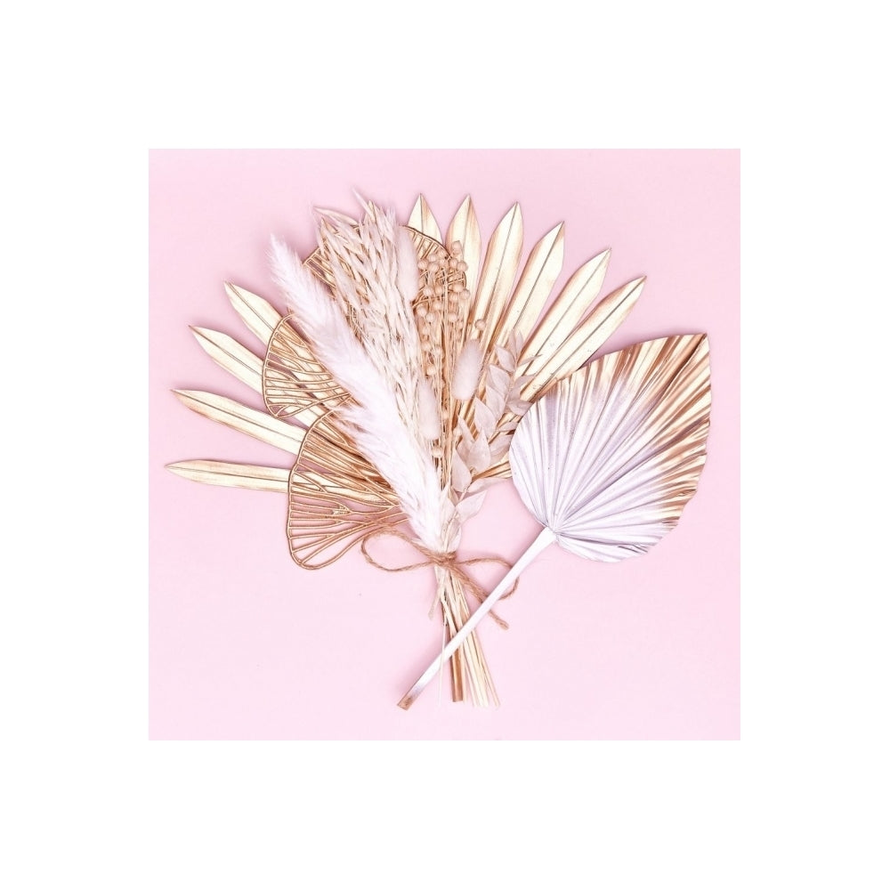The Baked Studio White & Gold Sun Palm & Palm Spear (With Gingko Leaves) Bouquet