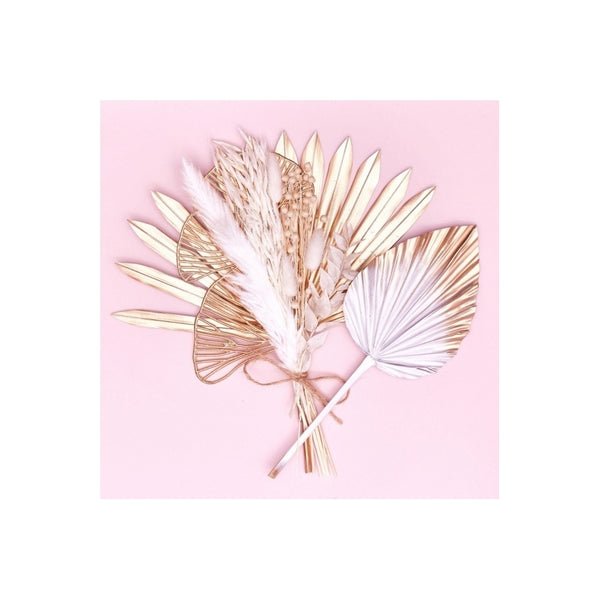 The Baked Studio White & Gold Sun Palm & Palm Spear (With Gingko Leaves) Bouquet