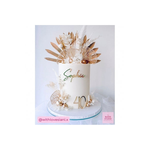 The Baked Studio White & Gold Sun Palm & Palm Spear (With Gingko Leaves) Bouquet