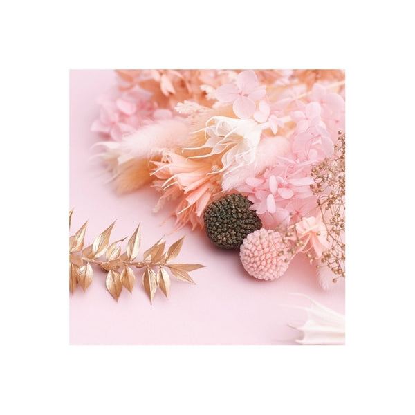 The Baked Studio Peachy Pinks, White & Gold Deluxe Mixed Dried Flower Box