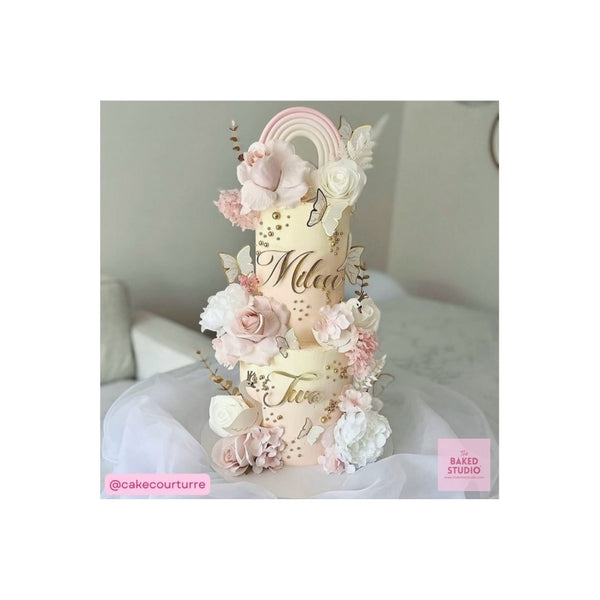 The Baked Studio Peachy Pinks, White & Gold Deluxe Mixed Dried Flower Box