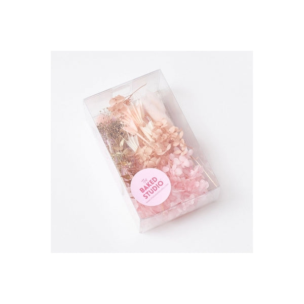 The Baked Studio Peachy Pinks, White & Gold Deluxe Mixed Dried Flower Box