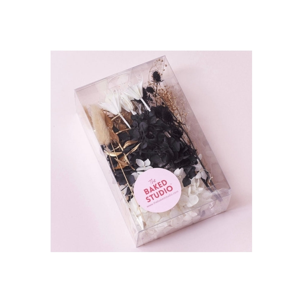 The Baked Studio Black, White & Gold Deluxe Mixed Dried Flower Box