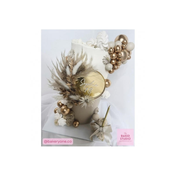 The Baked Studio Gold Dried Flower Ring 10cm (With Stem)