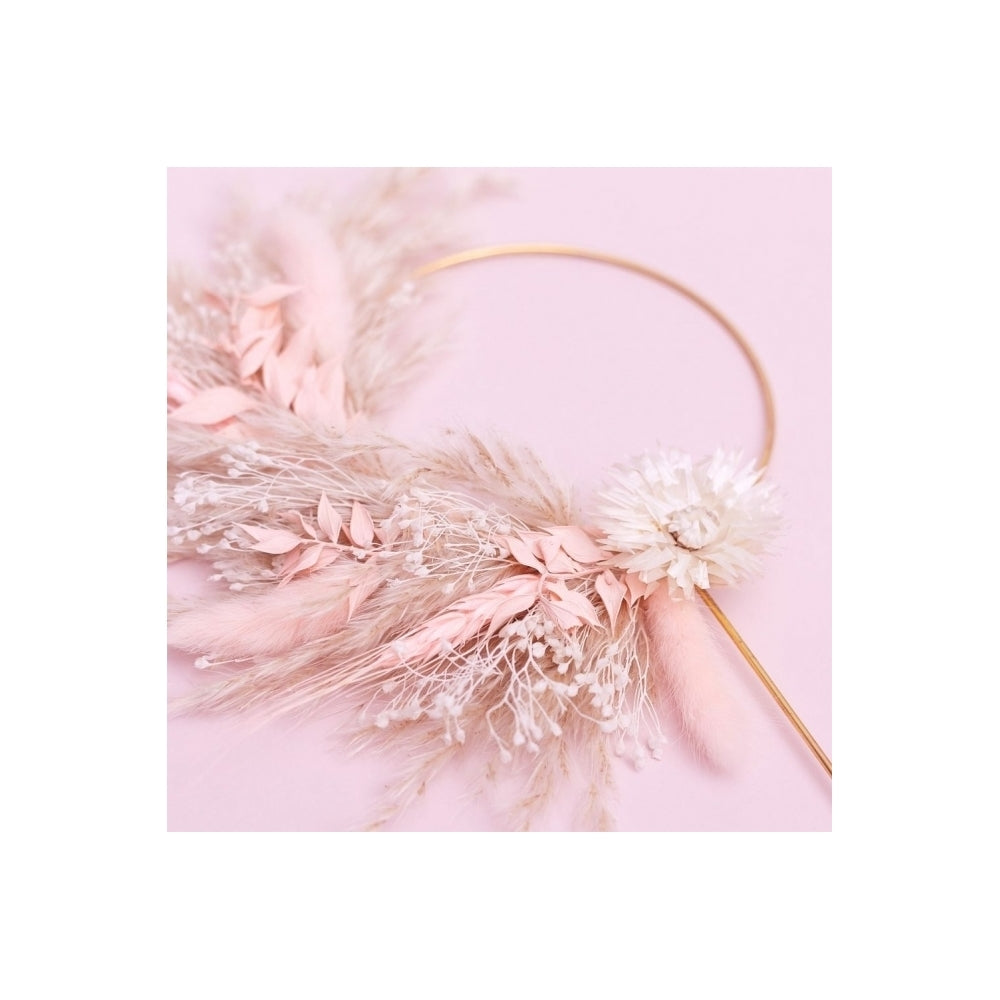 The Baked Studio Pink & White Dried Flower Ring 10cm (With Stem)