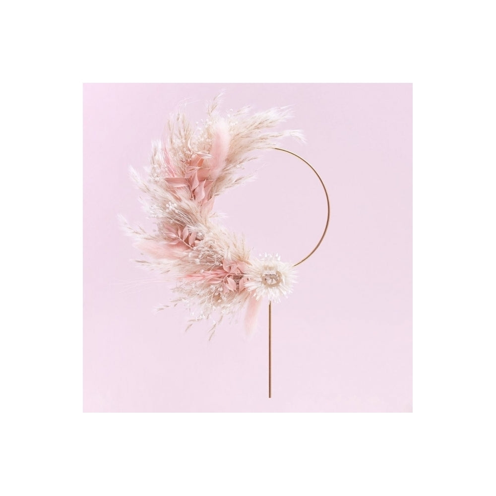 The Baked Studio Pink & White Dried Flower Ring 10cm (With Stem)