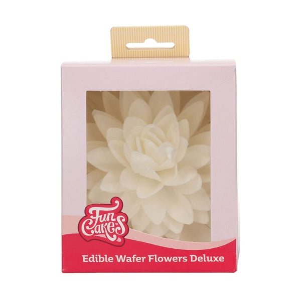 FunCakes White Large Peony Deluxe Wafer Flower