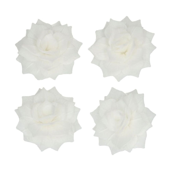 FunCakes White Medium Rose Rosalia Deluxe Wafer Flowers Pack Of 15