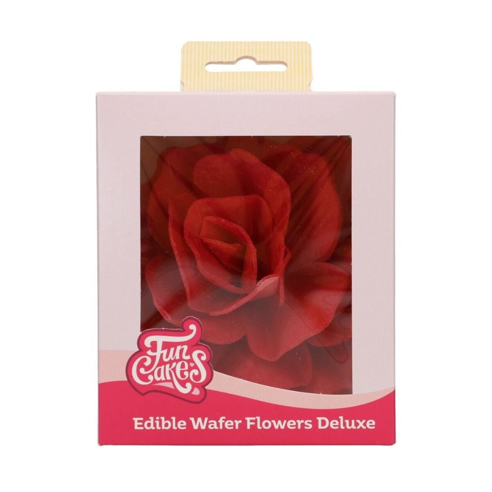 FunCakes Red Large Rose Pastella Deluxe Wafer Flower