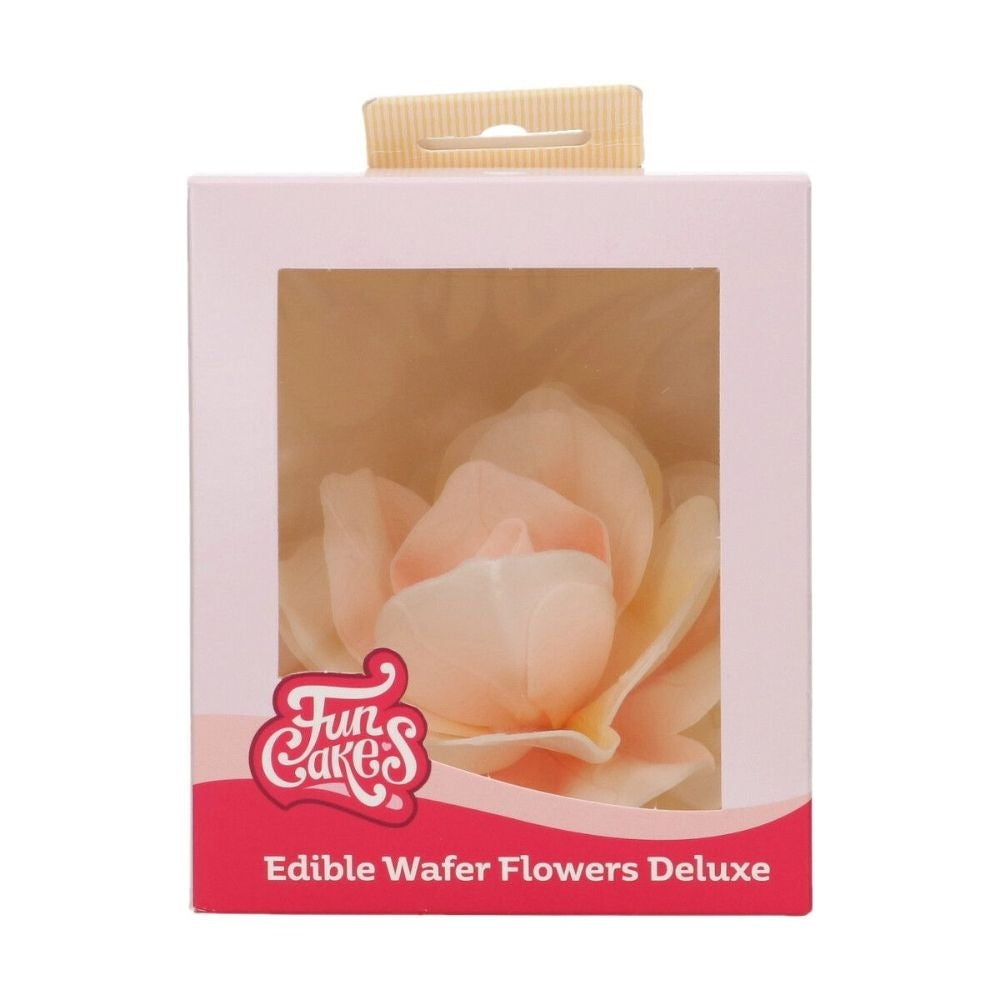 FunCakes Yellow/Orange Ombre Large Rose Pastella Deluxe Wafer Flower