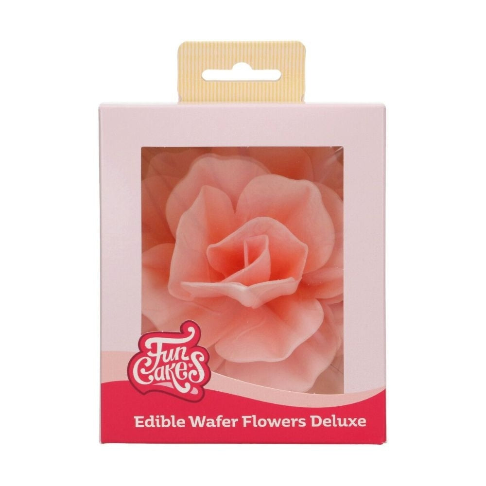 FunCakes Pink Large Rose Pastella Deluxe Wafer Flower