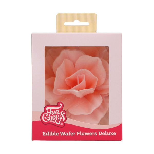 FunCakes Pink Large Rose Pastella Deluxe Wafer Flower