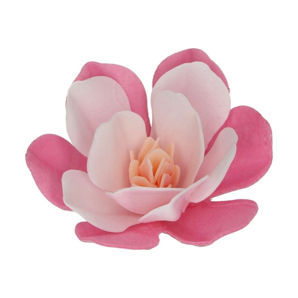 FunCakes Pink Large Magnolia Deluxe Wafer Flowers Pack Of 6
