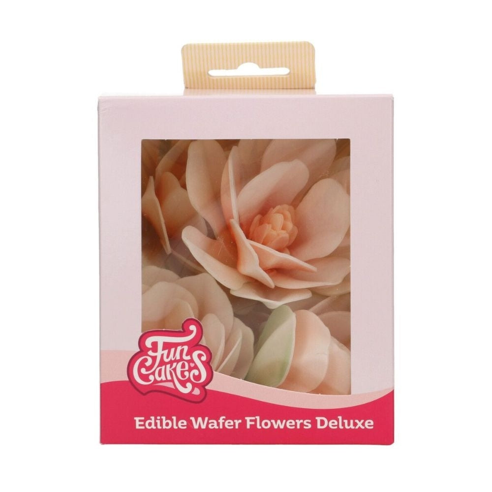 FunCakes White Large Magnolia Deluxe Wafer Flowers Pack Of 6