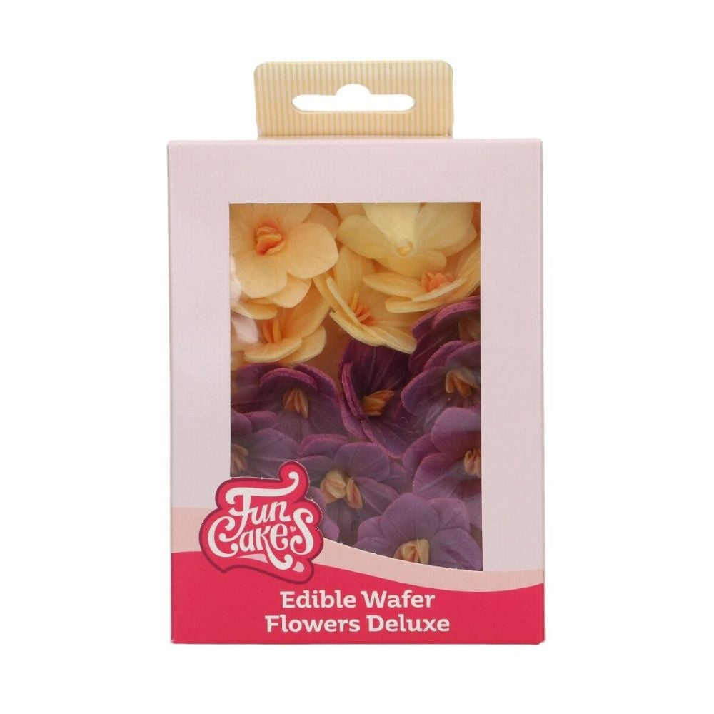 FunCakes Purple/Yellow Small Hydrangea Deluxe Wafer Flowers Pack Of 18
