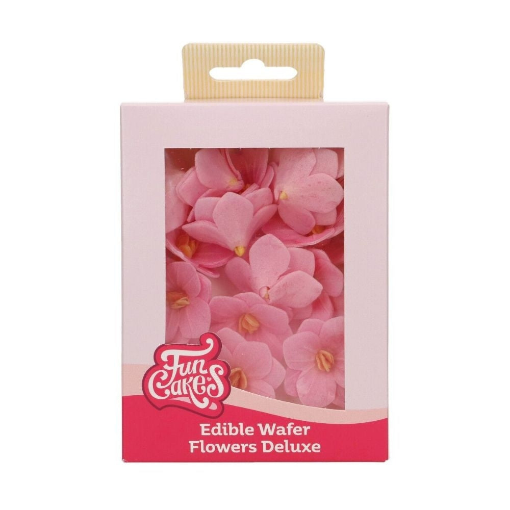 FunCakes Pink Small Hydrangea Deluxe Wafer Flowers Pack Of 18